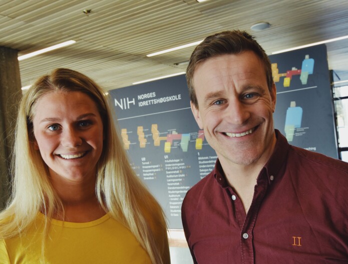 Masterstudent Sara Kleppe har vært vitenskapelig assistent i studien UngKan3 ved Norges idrettshøgskole. Her sammen med Jostein Steene-Johannessen ved idrettsmedisinsk avdeling. (Foto: Irene Mårdalen) Masterstudent Sara Kleppe har vært vitenskapelig assistent i studien UngKan3 ved Norges idrettshøgskole. Her sammen med Jostein Steene-Johannessen ved idrettsmedisinsk avdeling. (Foto: Irene Mårdalen)