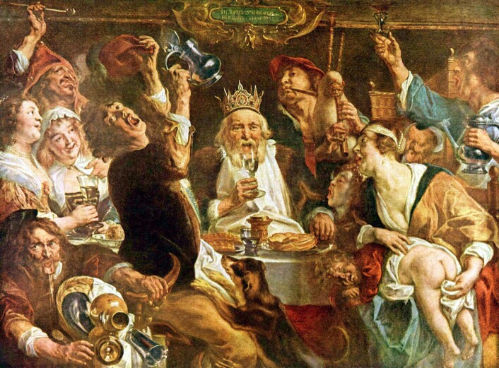 ROLLESPILL: Ritualer og attributter var viktige i middelaldersamfunnet. Karneval og lignende fester kunne snu det på hodet - her fra Helligetrekongersdag i Flandern, der familier drakk og spiste sammen, og én fikk rolle som konge. (Foto: Maleri: Jacob Jordaens, "Kongen drikker", ca 1640) ROLLESPILL: Ritualer og attributter var viktige i middelaldersamfunnet. Karneval og lignende fester kunne snu det på hodet - her fra Helligetrekongersdag i Flandern, der familier drakk og spiste sammen, og én fikk rolle som konge. (Foto: Maleri: Jacob Jordaens, "Kongen drikker", ca 1640)