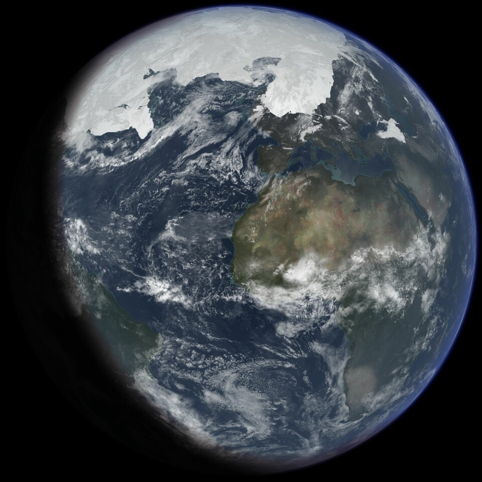 Slik kan jorden ha sett ut mens isen var på sitt mest utstrakte under siste istid. (Foto: Ittiz/CC BY-SA 3.0)