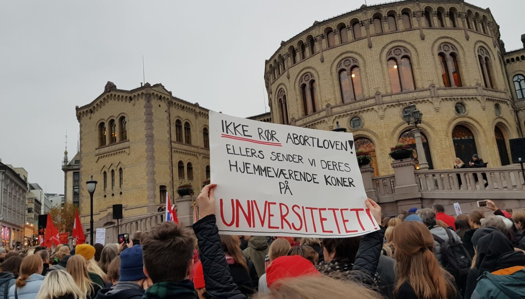 Fra protester utenfor Stortinget i november 2018. (Foto: Nina Kristiansen) Fra protester utenfor Stortinget i november 2018. (Foto: Nina Kristiansen)