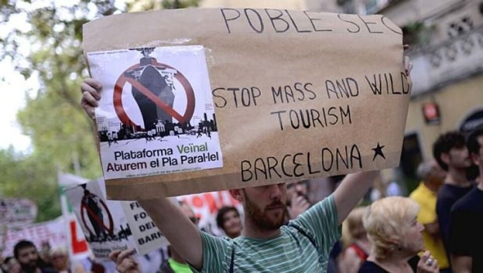 Innbyggerne i Barcelona protesterer mot turisme og for økt livskvalitet Foto: AFP
