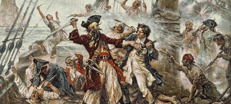 Illustrasjon av sjørøveren Edward Teach, bedre kjent som kaptein Svartskjegg. Hva fikk Teach og hans kompanjonger til å velge et lovløst liv til sjøs? (Illustrasjon: Jean Leon Gerome Ferris)
