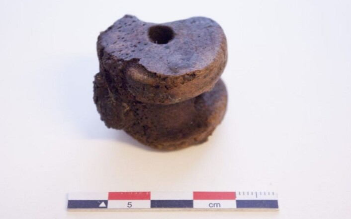 Armbrøstnøtt fra senmiddelalder. (Foto: Jo Sindre P. Eidshaug, NTNU Vitenskapsmuseet) Armbrøstnøtt fra senmiddelalder. (Foto: Jo Sindre P. Eidshaug, NTNU Vitenskapsmuseet)