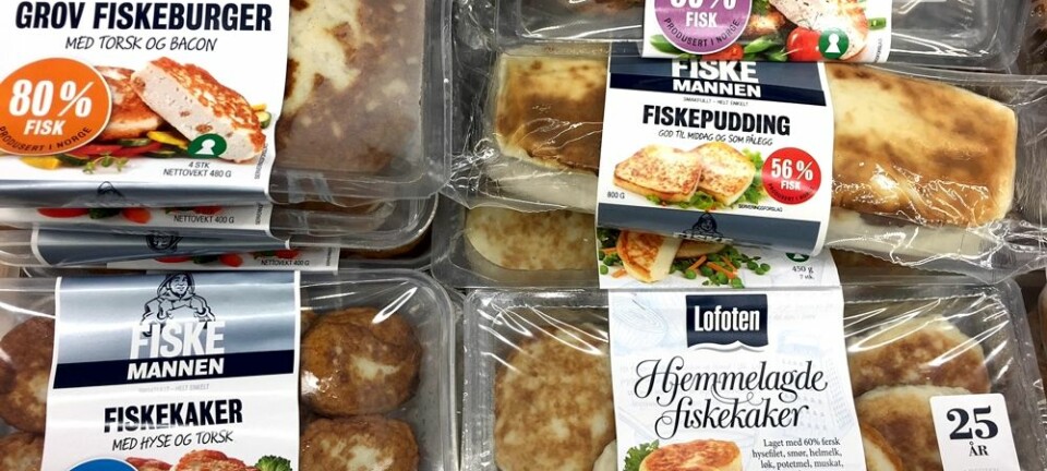 I dagligvarebutikker får du kjøpt en rekke ulike fiskekaker og andre blandingsprodukter av fisk. Viktigste ingrediens i de fleste av disse produktene er vassilda som en gruppe forskere i Stavanger oppdaget mulighetene med i 1974.  (Foto: Bård Amundsen)