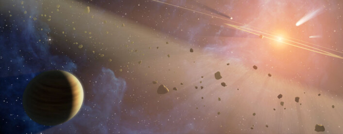 I løpet av jordens første «måned» var det mange asteroider i verdensrommet som traff jorden med jevne mellomrom. (Foto: (Illustrasjon: NASA)) I løpet av jordens første «måned» var det mange asteroider i verdensrommet som traff jorden med jevne mellomrom. (Foto: (Illustrasjon: NASA))