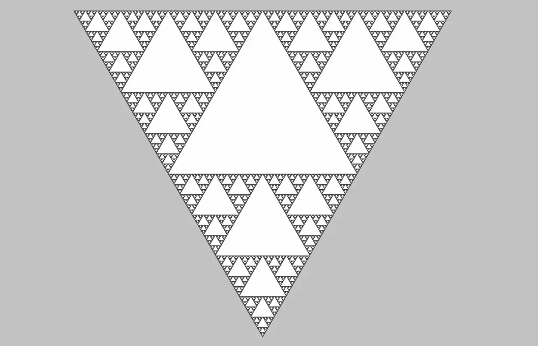 En Sierpinski-trekant vrengt opp ned. (Foto: (Illustrasjon: Sarang, Wikimedia Commons))