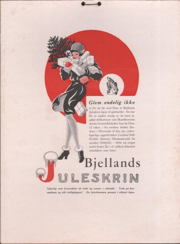 Reklame for Bjelland sine første juleskrin fra 1926 Foto: Torfinn Jaasund Reklame for Bjelland sine første juleskrin fra 1926 Foto: Torfinn Jaasund