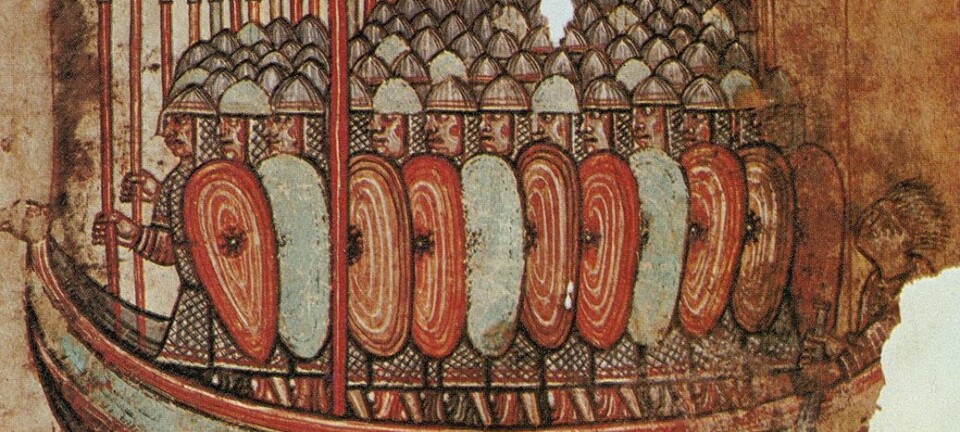 Vikinger som invaderer Bretagne i 919 e.Kr. Tegningen er fra et fransk manuskript fra rundt år 1100.  (Bilde: The Granger collection/NTB Scanpix)