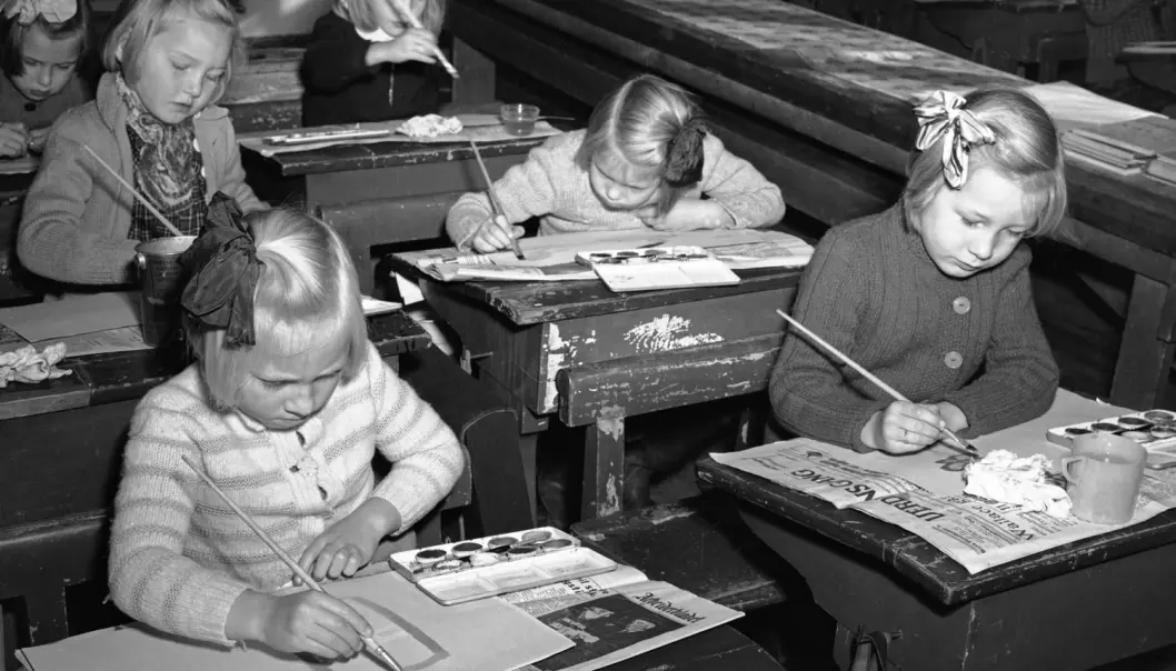 Elever på Bjølsen skole i Oslo i 1947. (Foto: Aktuell/NTB scanpix)