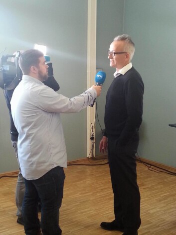 Bilde av Ole Kristian Bergem som intervjues under TIMSS-lanseringen. (Foto: Hege Kaarstein/Universitetet i Oslo) Bilde av Ole Kristian Bergem som intervjues under TIMSS-lanseringen. (Foto: Hege Kaarstein/Universitetet i Oslo)