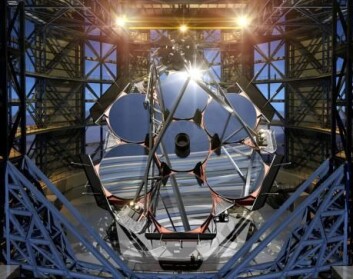 Hovedspeilet i GMT vil bestå av sju speil som hver måler 8,4 meter i diameter. (Foto: (Illustrasjon: GMTO)) Hovedspeilet i GMT vil bestå av sju speil som hver måler 8,4 meter i diameter. (Foto: (Illustrasjon: GMTO))