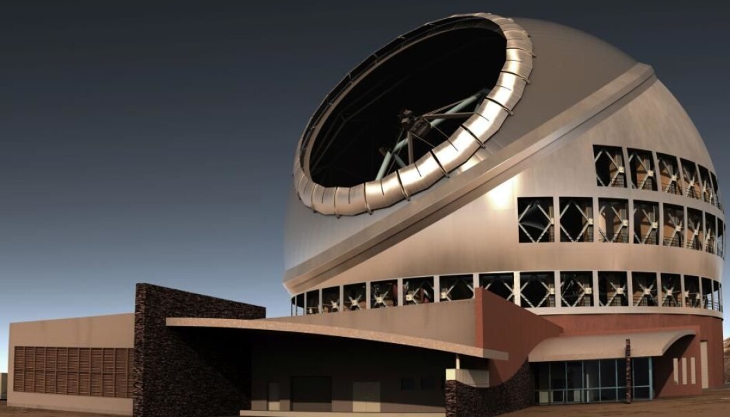 TMT blir et flott teleskop, uansett om det havner på Hawaii eller La Palma. (Illustrasjon: TMT) TMT blir et flott teleskop, uansett om det havner på Hawaii eller La Palma. (Illustrasjon: TMT)