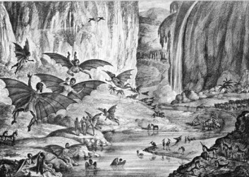 Noen ganger tar fantasien overhånd: I 1835 trykket New York-avisa The Sun seks artikler om liv på månen, angivelig oppdaget av astronomen Sir John Herschel. Historiene var livlig illustrert og fikk fart på opplaget til The Sun. Selv om artiklenee raskt ble avslørt som skrøner og kjent som The Great Moon Hoax. (Foto: (Litografi: Ukjent opprinnelse)) Noen ganger tar fantasien overhånd: I 1835 trykket New York-avisa The Sun seks artikler om liv på månen, angivelig oppdaget av astronomen Sir John Herschel. Historiene var livlig illustrert og fikk fart på opplaget til The Sun. Selv om artiklenee raskt ble avslørt som skrøner og kjent som The Great Moon Hoax. (Foto: (Litografi: Ukjent opprinnelse))