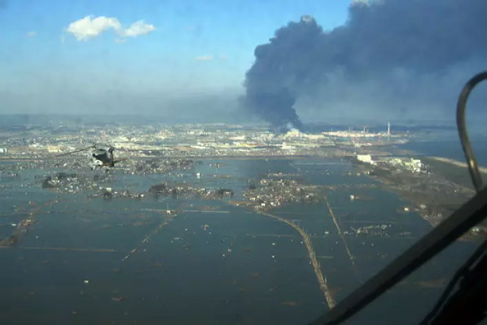 Ødeleggelser etter jordskjelv og tsunami i byen Sendai. (Foto: Wikipedia Commons/US Navy)