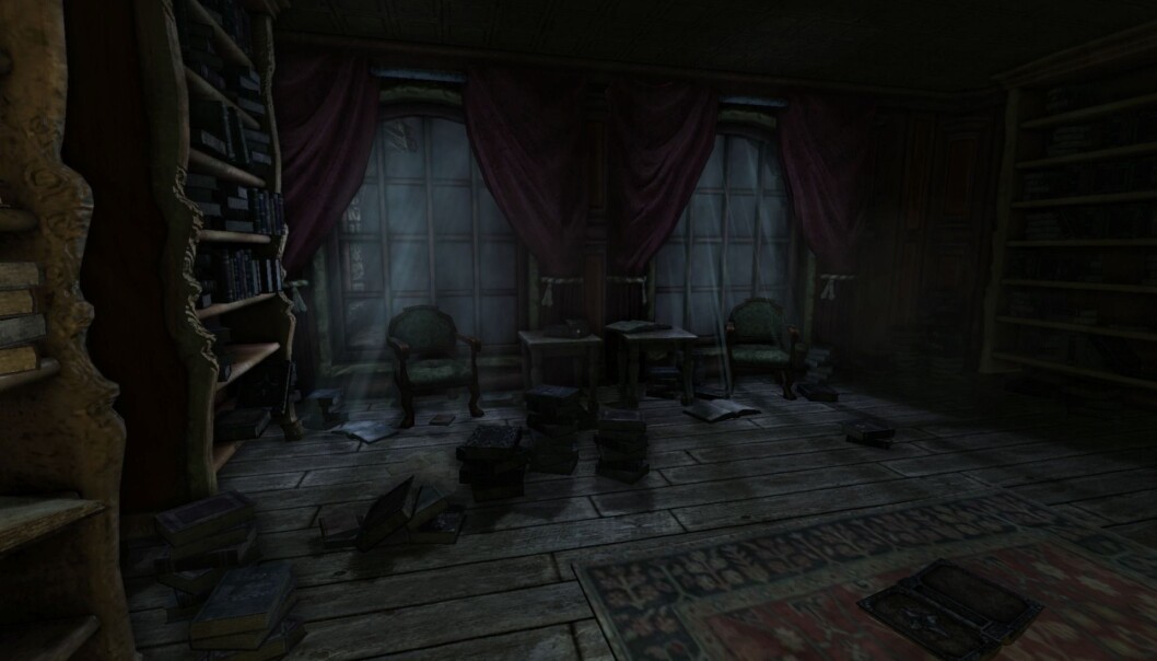 I horrorspillet «Amnesia: The Dark Descent» våkner du opp i mørket uten å vite hvor eller hvem du er. Spillet bruker psykologiske virkemidler som mørke og høye lyder, noe vi gjennom evolusjonen har utviklet angst for. (Foto: Frictional games) I horrorspillet «Amnesia: The Dark Descent» våkner du opp i mørket uten å vite hvor eller hvem du er. Spillet bruker psykologiske virkemidler som mørke og høye lyder, noe vi gjennom evolusjonen har utviklet angst for. (Foto: Frictional games)