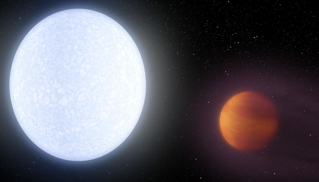 Forskerne har oppdaget en supervarm planet, het det i nyhetssaken vi brakte på forskning.no. Og den var illustrert slik. Dette er altså en tegning laget på anvisning av forskernes målinger og utregninger. (Illustrasjon: NASA/JPL-Caltech/R. Hurt/IPAC) Forskerne har oppdaget en supervarm planet, het det i nyhetssaken vi brakte på forskning.no. Og den var illustrert slik. Dette er altså en tegning laget på anvisning av forskernes målinger og utregninger. (Illustrasjon: NASA/JPL-Caltech/R. Hurt/IPAC)