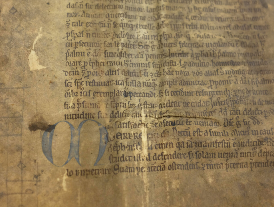 Selv om pergament er et slitesterkt materiale, er det mange av fragmentene som bærer preg av alderen. (Foto: Silja Björklund Einarsdóttir/forskning.no)