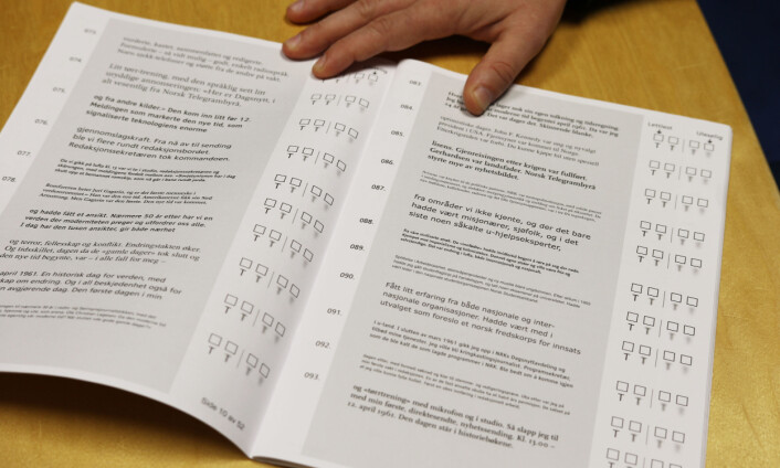 Selv om svart skrift på hvit bakgrunn fungerte absolutt best for de fleste, er vi faktisk ikke så følsomme for kontraster. (Foto: NTNU) Selv om svart skrift på hvit bakgrunn fungerte absolutt best for de fleste, er vi faktisk ikke så følsomme for kontraster. (Foto: NTNU)