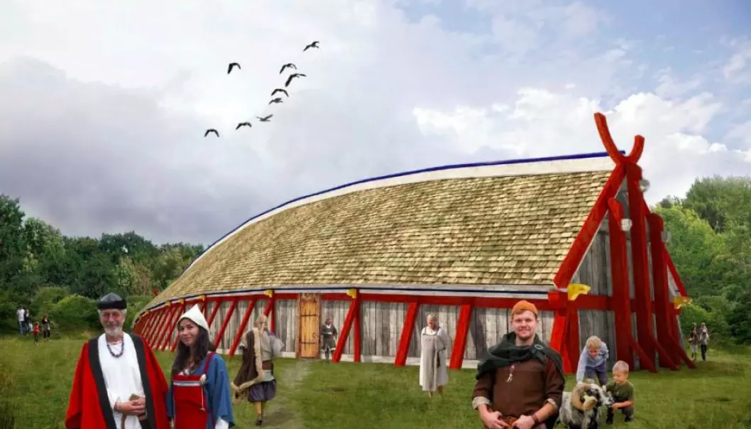 Var vikingenes kongehaller malt, og i så fall med hvilken farge? Det har arkeologer fra hele landet forsøkt å finne ut. (Foto: Sagnlandet Lejre)