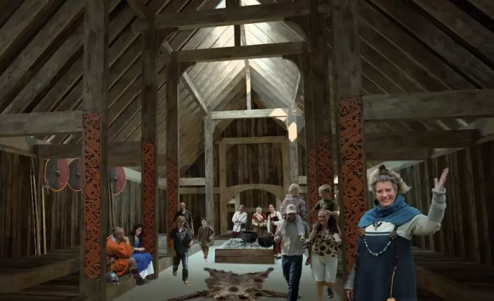 Skal kongehallen egentlig kalkes hvit innendørs for å møte vikingtidens standarder? (Foto: Sagnlandet Lejre)
