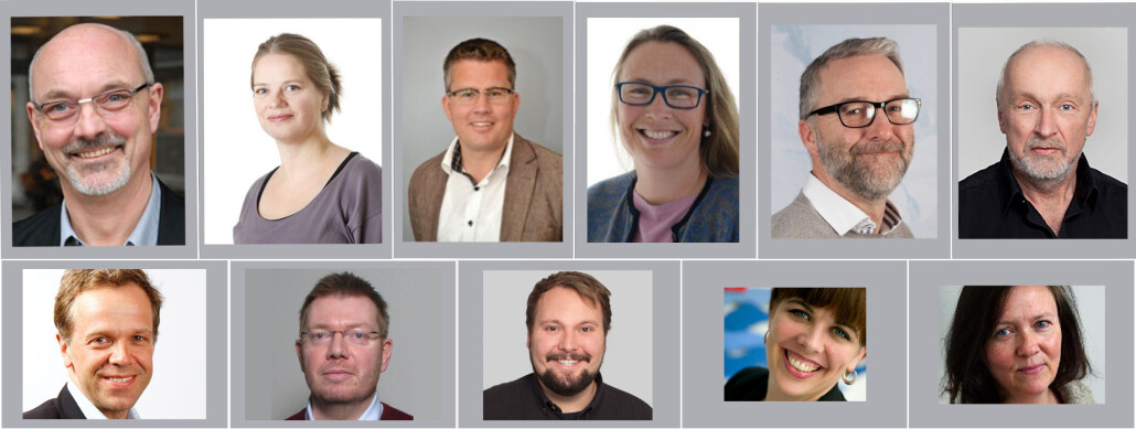 Øverst fra venstre: styreleder Jan-Børge Tjäder fra Universitetet i Oslo, Karen Anne Okstad fra Universitetet i Stavanger, Paal Pedersen fra Universitetet i Agder, Sigrun Høgetveit Berg fra UiT Norges arktiske universitet, Helge Markusson fra Framsenteret og Bård Amundsen fra forskning.no. Nedre rekke fra venstre: Thomas Evensen fra Norges forskningsråd, Geir Boye Lindhjem fra Ahus - Akerhus universitetssykehus, Eivind Lauritsen fra forskning.no, Karoline Ski fra Sintef og Nina Tveter fra NTNU. Øverst fra venstre: styreleder Jan-Børge Tjäder fra Universitetet i Oslo, Karen Anne Okstad fra Universitetet i Stavanger, Paal Pedersen fra Universitetet i Agder, Sigrun Høgetveit Berg fra UiT Norges arktiske universitet, Helge Markusson fra Framsenteret og Bård Amundsen fra forskning.no. Nedre rekke fra venstre: Thomas Evensen fra Norges forskningsråd, Geir Boye Lindhjem fra Ahus - Akerhus universitetssykehus, Eivind Lauritsen fra forskning.no, Karoline Ski fra Sintef og Nina Tveter fra NTNU.