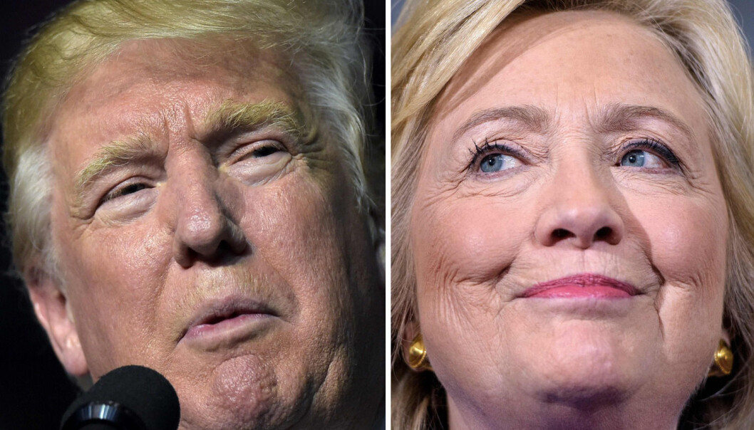26. september barker Donald Trump og Hillary Clinton sammen i den første TV-debatten i denne valgkampen. Oddsen er at mange kommer til å twitre om hendelsen mens de ser på. Det er kanskje ikke bare lurt? (Foto: AFP PHOTO / NTB Scanpix) 26. september barker Donald Trump og Hillary Clinton sammen i den første TV-debatten i denne valgkampen. Oddsen er at mange kommer til å twitre om hendelsen mens de ser på. Det er kanskje ikke bare lurt? (Foto: AFP PHOTO / NTB Scanpix)
