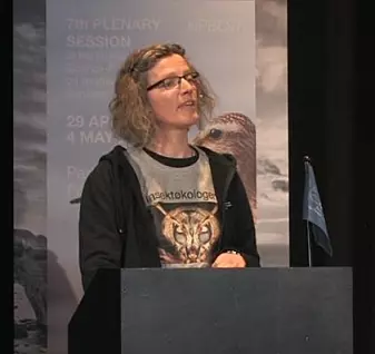 Anne Sverdrup-Thygeson på lanseringen av naturpanelets rapport. (Foto: privat)
