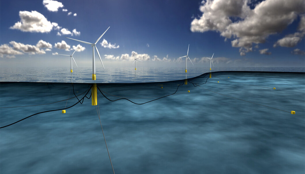 Statoil bygger verdens første forsøk med fem vindmøller i klynge – Hywind Scotland Pilot Park – men de bygger utenfor kysten av Skottland, ikke i Norge. Skottland har bedre støtteordninger. Norge har ekspertisen som hele verden trenger, men satser foreløpig ikke på vindenergi i egne farvann. Norske bedrifter trenger førstehånds erfaringer og Europa trenger vår kraft, mener deltakere på vindenergikonferansen NORCOWE 2016 i Bergen. (Illustrasjon: Statoil) Statoil bygger verdens første forsøk med fem vindmøller i klynge – Hywind Scotland Pilot Park – men de bygger utenfor kysten av Skottland, ikke i Norge. Skottland har bedre støtteordninger. Norge har ekspertisen som hele verden trenger, men satser foreløpig ikke på vindenergi i egne farvann. Norske bedrifter trenger førstehånds erfaringer og Europa trenger vår kraft, mener deltakere på vindenergikonferansen NORCOWE 2016 i Bergen. (Illustrasjon: Statoil)