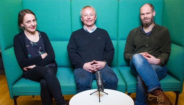 Unn H. Haukvik, Jan Ivar Røssberg og Erlend Strand Gardsjord. (Foto: Foto: Øystein Horgmo, UiO). Unn H. Haukvik, Jan Ivar Røssberg og Erlend Strand Gardsjord. (Foto: Foto: Øystein Horgmo, UiO).