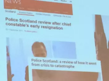 BBC har omtalt politireformen i Skottland, som har ført til at politisjefer har sagt opp jobben i protest. (Foto: (Foto av foredrag av Nick Fyfe))
