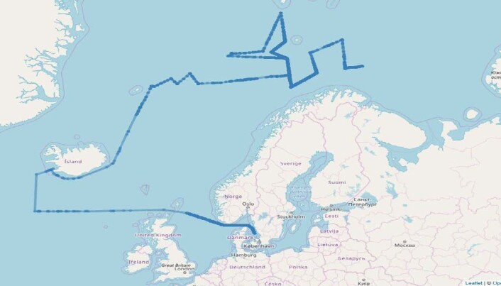 Dette er AIS sporing av et utenlandsk skip som har seilt store avstander samtidig som det har vært innom militære øvelser og militære baser i Norge. Det har også seilt parallelt med undervannskabler/kommunikasjonskabler ut fra Norge. (Illustrasjon: FFI) Dette er AIS sporing av et utenlandsk skip som har seilt store avstander samtidig som det har vært innom militære øvelser og militære baser i Norge. Det har også seilt parallelt med undervannskabler/kommunikasjonskabler ut fra Norge. (Illustrasjon: FFI)