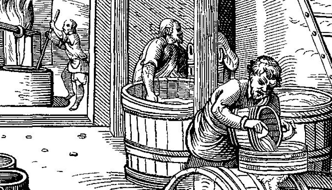 Et ølbryggeri på 1600-tallet. (Bilde: Jost Amman) Et ølbryggeri på 1600-tallet. (Bilde: Jost Amman)