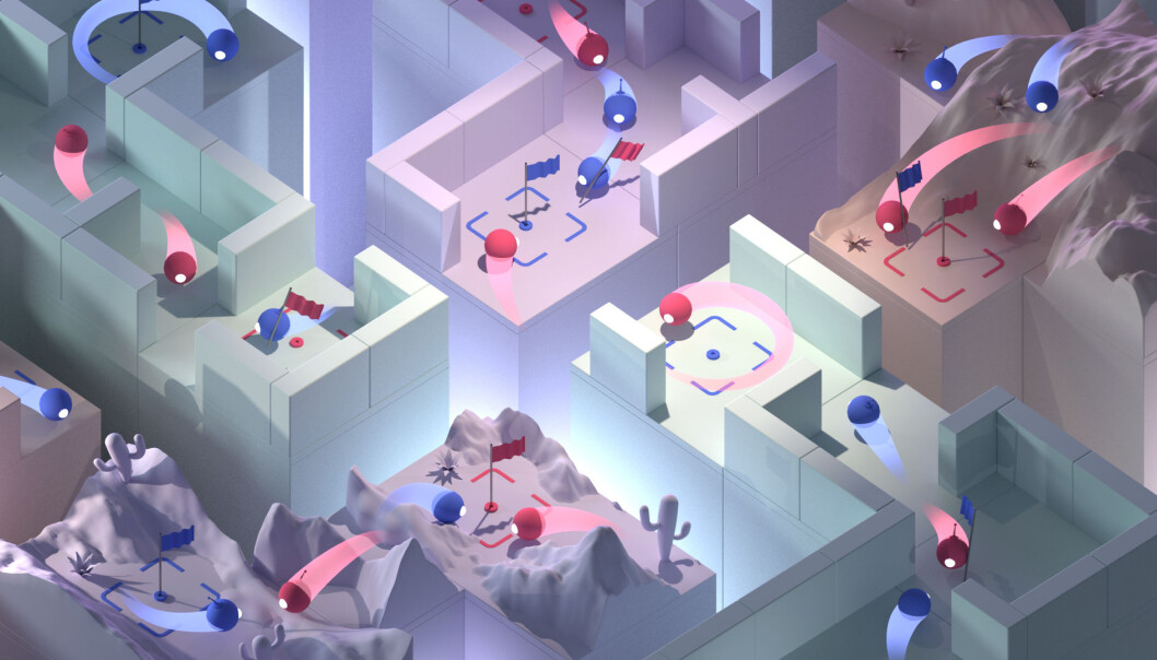 En illustrasjon som viser forskjellige strategier disse kunstige intelligensene brukte når de spilte. (Bilde: DeepMind) En illustrasjon som viser forskjellige strategier disse kunstige intelligensene brukte når de spilte. (Bilde: DeepMind)