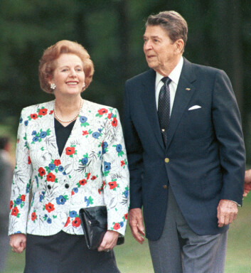 – Det er umulig å forstå vår egen tid uten å ta hensyn til de nyliberale teoriene som Margaret Thatcher og Ronald Reagan frontet, sier statsviter Torbjørn L. Knutsen. (Foto: Gary Hershorn, Reuters, NTB scanpix) – Det er umulig å forstå vår egen tid uten å ta hensyn til de nyliberale teoriene som Margaret Thatcher og Ronald Reagan frontet, sier statsviter Torbjørn L. Knutsen. (Foto: Gary Hershorn, Reuters, NTB scanpix)