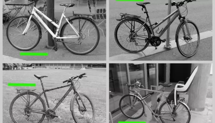 Ved hjelp av disse bildene skal du lære ordet «sykkel» på et fremmed språk. Men hva om du tror ordet betyr «grønn strek»? (Foto: Eivind Torgersen/UiO)
