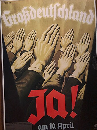 Nazi-tysk propagandaplakat. (Foto: Bård Amundsen) Nazi-tysk propagandaplakat. (Foto: Bård Amundsen)