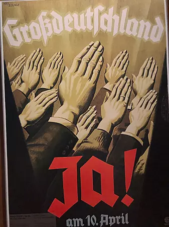 Nazi-tysk propagandaplakat. (Foto: Bård Amundsen)