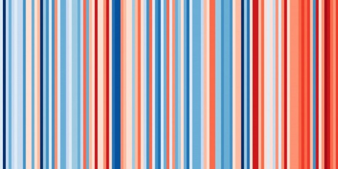 Sverige. (Illustrasjon: Ed Hawkins, showyourstripes.info) Sverige. (Illustrasjon: Ed Hawkins, showyourstripes.info)