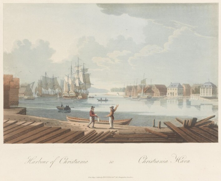 Christiania havn med tømmer (Foto: Nationalgalleriet) Christiania havn med tømmer (Foto: Nationalgalleriet)
