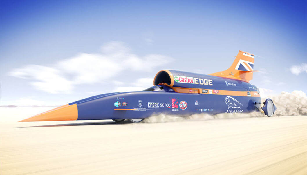 Den britiske bilen Bloodhound har tre norske rakettmotorer i baken. Høsten 2017 skal den for annen gang bryte lydmuren og slå en 20 år gammel fartsrekord. Bloodhound skal også inspirere unge briter til å utdanne seg i teknologi og naturvitenskap. (Illustrasjon: Flock and Siemens/The Bloodhound Project) Den britiske bilen Bloodhound har tre norske rakettmotorer i baken. Høsten 2017 skal den for annen gang bryte lydmuren og slå en 20 år gammel fartsrekord. Bloodhound skal også inspirere unge briter til å utdanne seg i teknologi og naturvitenskap. (Illustrasjon: Flock and Siemens/The Bloodhound Project)