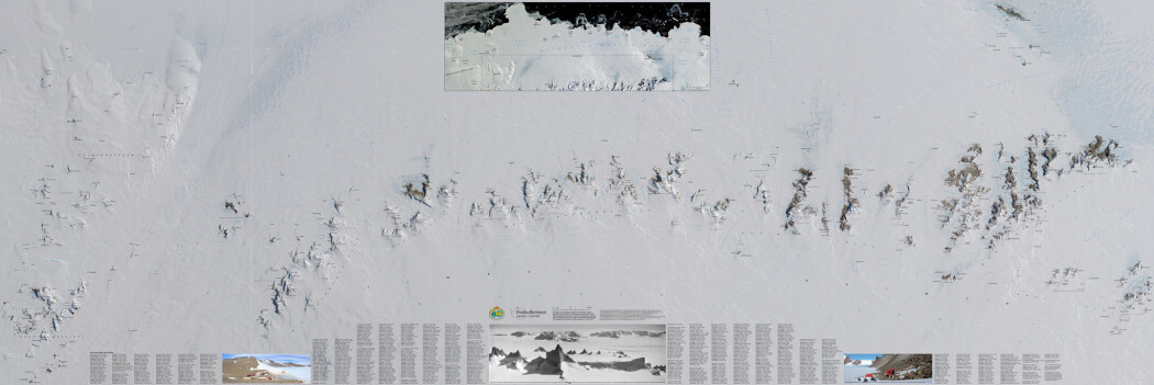 Vinnerkartet viser det mektige fjellområdet Fimbulheimen i Dronning Maud Land i Antarktis. (Kart: Anders Skoglund / Norsk Polarinstitutt) Vinnerkartet viser det mektige fjellområdet Fimbulheimen i Dronning Maud Land i Antarktis. (Kart: Anders Skoglund / Norsk Polarinstitutt)
