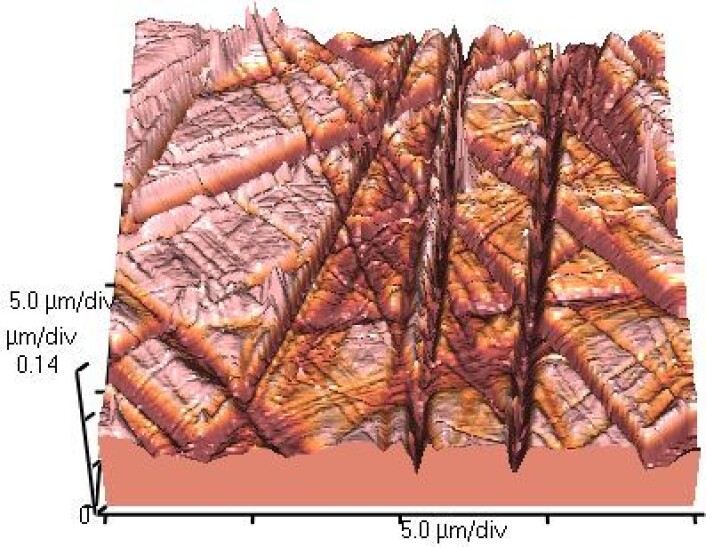 Sånn ser en "glatt" glass-overflate ut under et atomkraftmikroskop. (Foto: Materialscientist/CC BY-SA 3.0) Sånn ser en "glatt" glass-overflate ut under et atomkraftmikroskop. (Foto: Materialscientist/CC BY-SA 3.0)