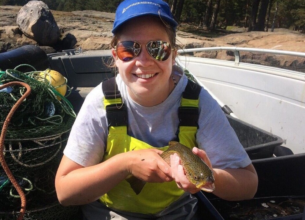 – Dei modige og mest aktive sjøaurane blir fiska av fritidsfiskarar, seier Susanna Huneide Thorbjørnsen. Ho har har forska på personlegdomen til fisken og er her avbilda under feltarbeid. (Foto: Tor Birkeland, Havforskingsinstituttet) – Dei modige og mest aktive sjøaurane blir fiska av fritidsfiskarar, seier Susanna Huneide Thorbjørnsen. Ho har har forska på personlegdomen til fisken og er her avbilda under feltarbeid. (Foto: Tor Birkeland, Havforskingsinstituttet)