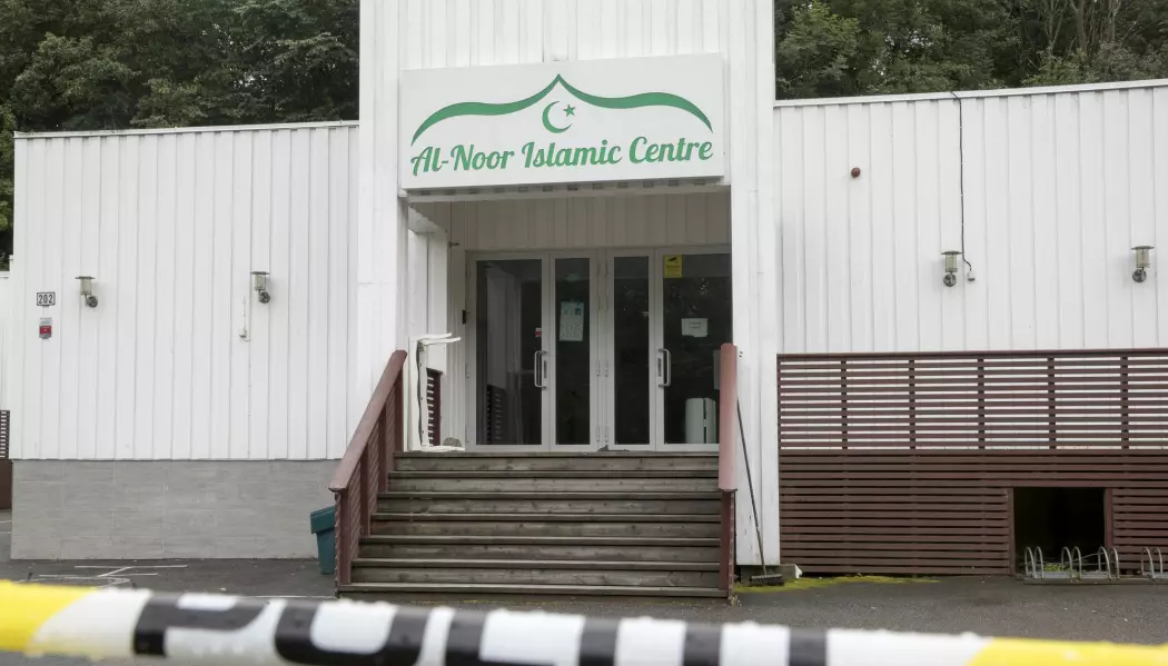 Moskéen Al-Noor Islamic Centre i Bærum ble angrepet lørdag 10. mars. Mannen som er pågrepet for angrepet er også siktet for å ha drept et familiemedlem. (Foto: Terje Pedersen / NTB scanpix)