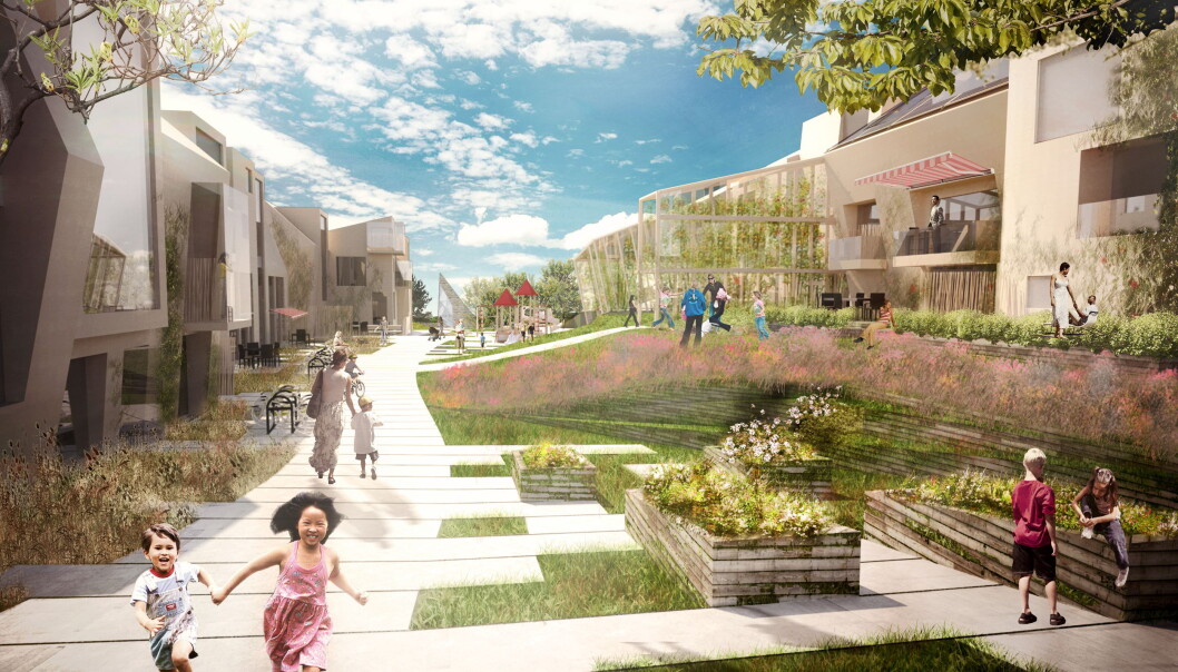 Illustrasjon av Zero Village Bergen som utvikles av ByBo AS. (Illulstrasjon: Snøhetta) Illustrasjon av Zero Village Bergen som utvikles av ByBo AS. (Illulstrasjon: Snøhetta)