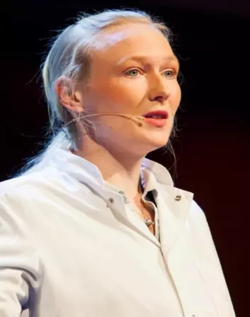 Kajsa Møllersen vant den nasjonale formidlingskonkurransen Forsker Grand Prix i 2012 med sitt foredrag om statistisk analyse av føflekker. (Foto: Marius Fiskum)