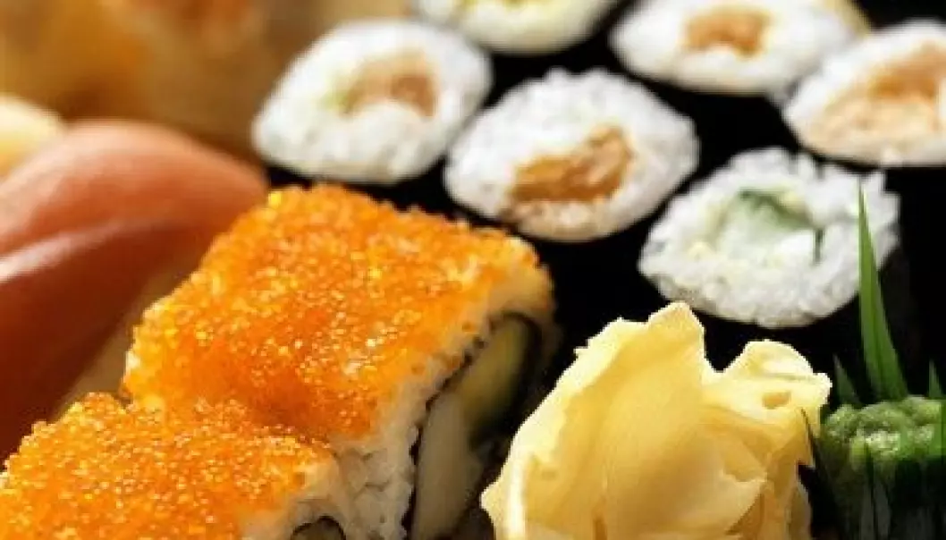 Sushi originates from Japan and consists of boiled rice mixed with special vinegar and various toppings, usually different types of raw fish. (Photo: Colourbox)