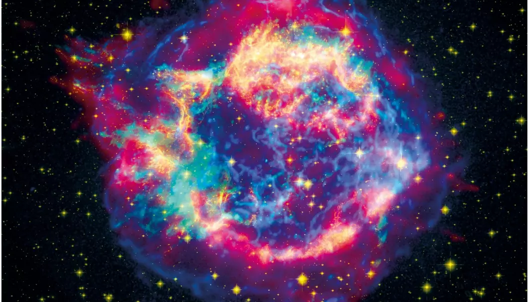 SUPERNOVA EXPLOSION: Today astrophysicists are struggling to perform computer simulations of a supernova (a massive star explosion). New knowledge about atomic nuclei from the University of Oslo may make such simulations easier. (Photo: NASA)