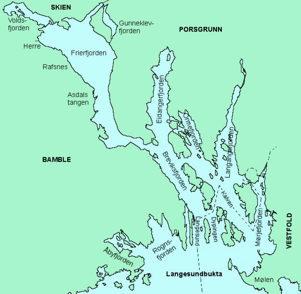 Grenlandsfjordene. (Foto: (Kart: Hallvard Straume, Wikimedia Commons))