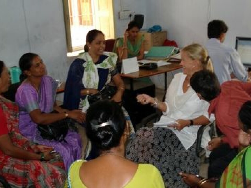 Kristin Braa with health workers in Rajahstan, India. (Photo: Ime Asangansi)